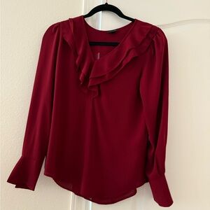 Ann Taylor Elegant Red Ruffled Women's Top